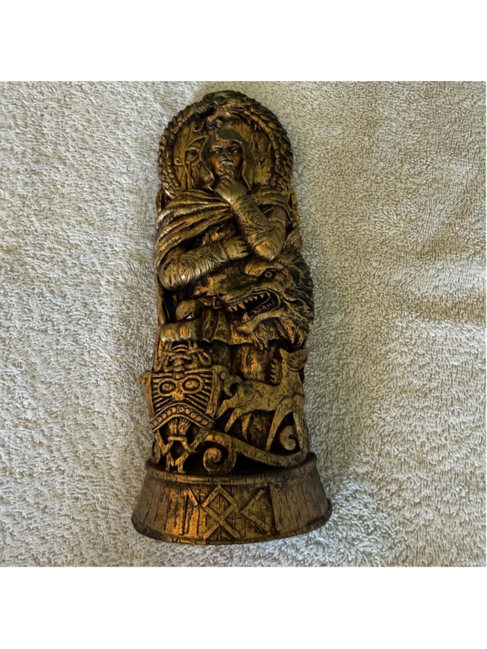 Mozhixue Loki Statue Norse Mythology Odin Sculpture One Size Gold and Black